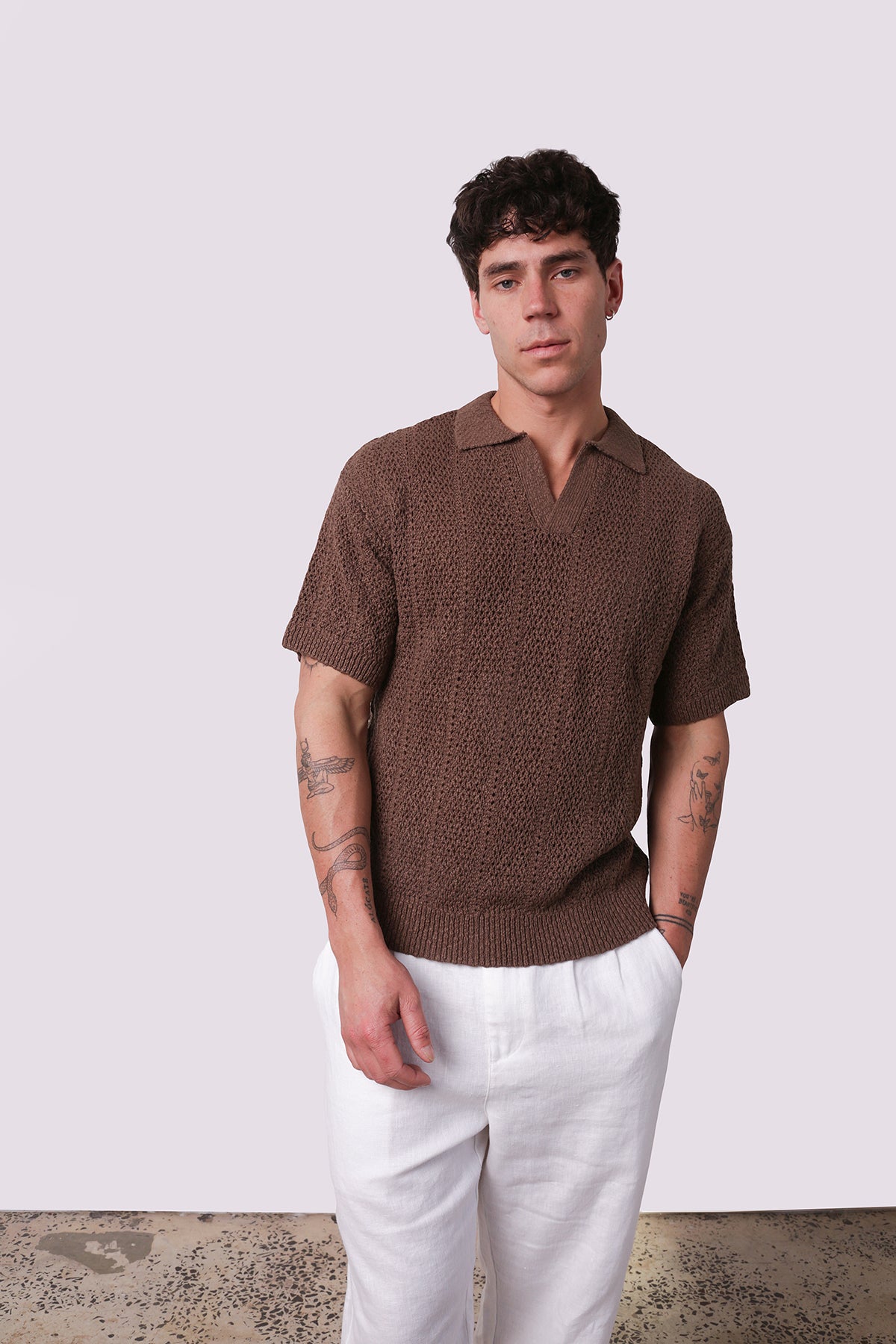 Maya Knit Polo Chocolate