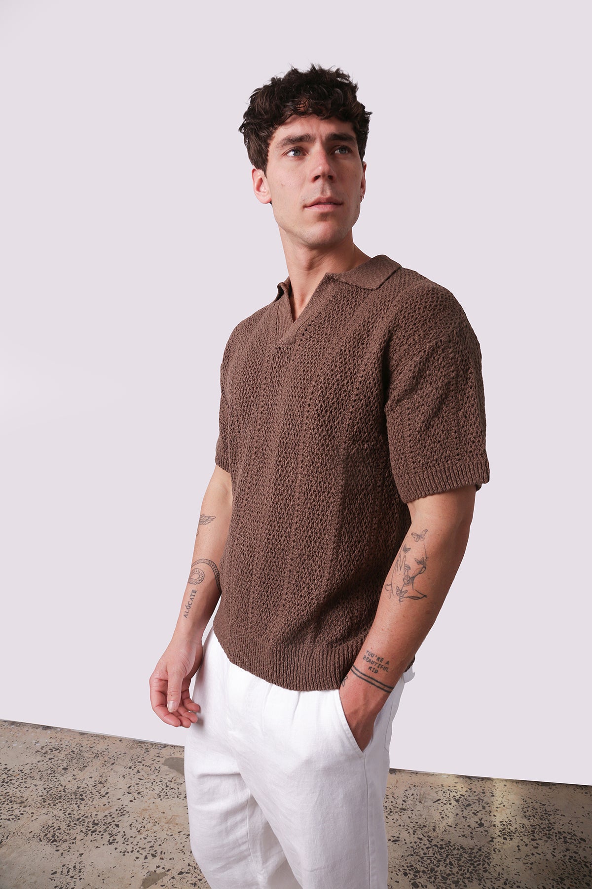 Maya Knit Polo Chocolate