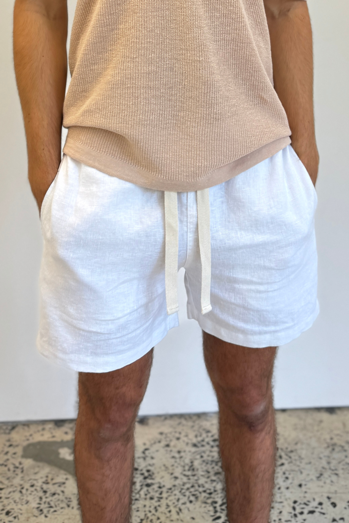 Amalfi Stripe Linen Short - White